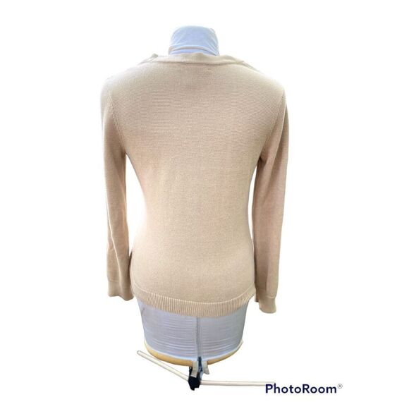 Lauren Ralph Lauren Tan V-Neck 100% Cotton Sweater Tan - Picture 4 of 8